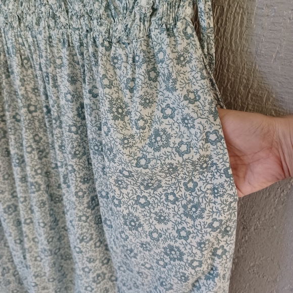 Sea New York Floral Midi Dress SZ S Boho Cotton Pocket Statement Shoulder Defect - Picture 5 of 16